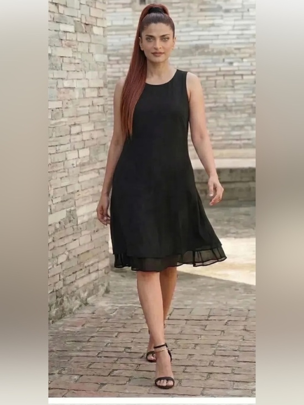 NWOT Draper's & Damon's Sz S Black Flirty georgette Layered Dress Party Weddings
